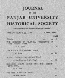 Journal of the Panjab University Historical Society
