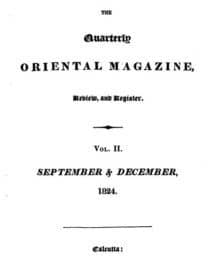 Quarterly Oriental Magazine, Review, and Register