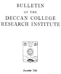 Bulletin of the Deccan College Research Institute