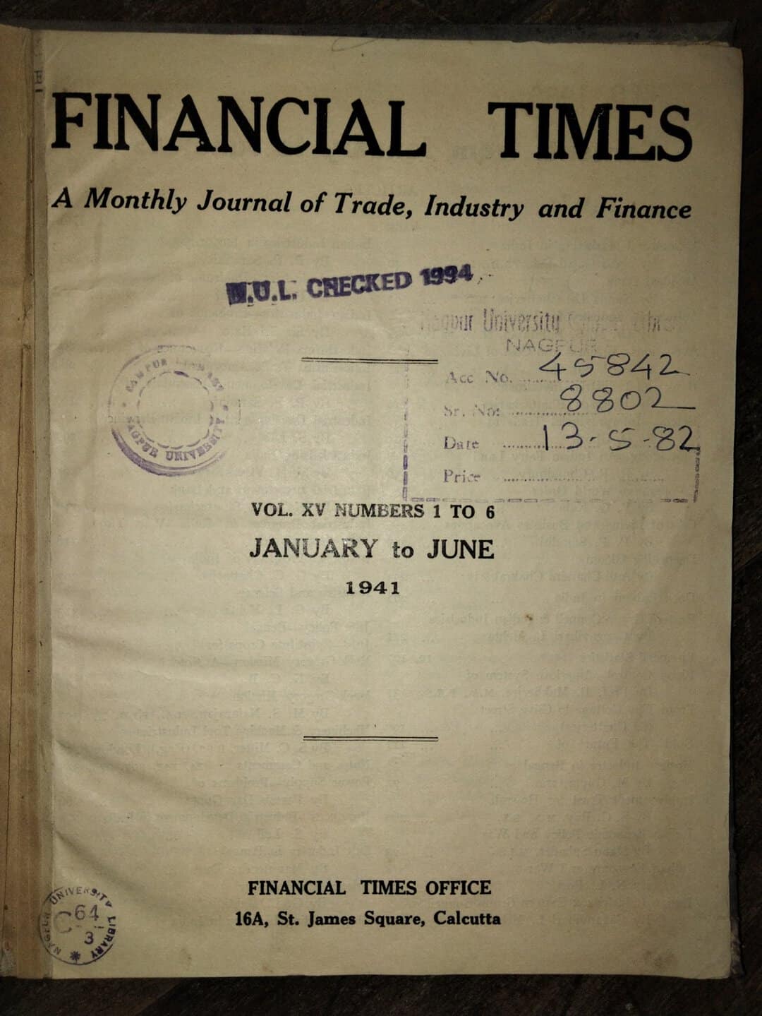 Financial Times: A Monthly Journal of Trade, Industry and Finance