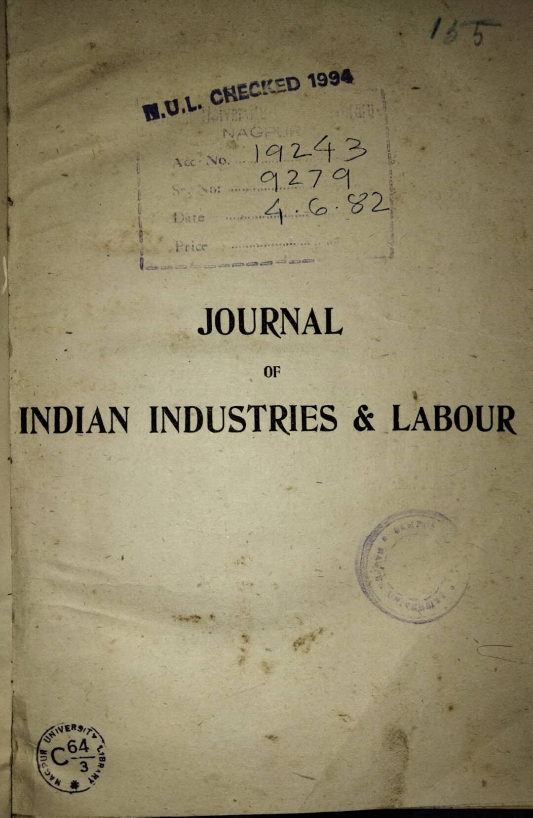 Journal of Indian Industries & Labour